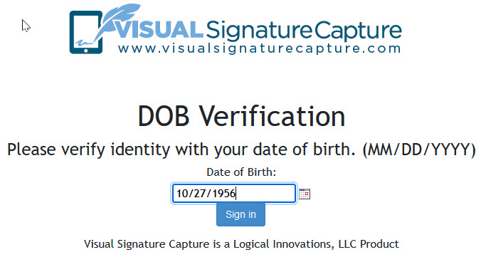 Screenshot 
                      of DOB Login